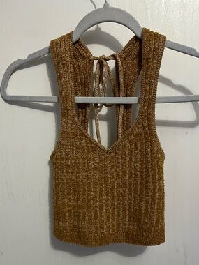 Out from under Urban Outfitters V Sweater Crop Tank - Mustard : White, Smallw